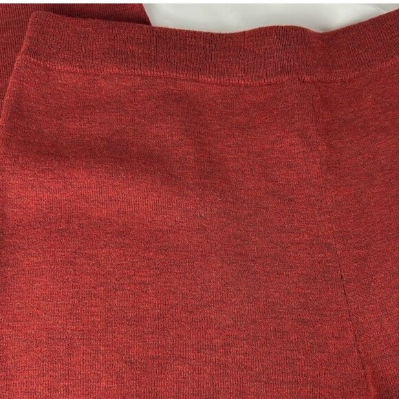 Eileen Fisher Red 100% Wool Pull On Wide Leg Pants Sz L Sweater Elastic Waist - Picture 3 of 4